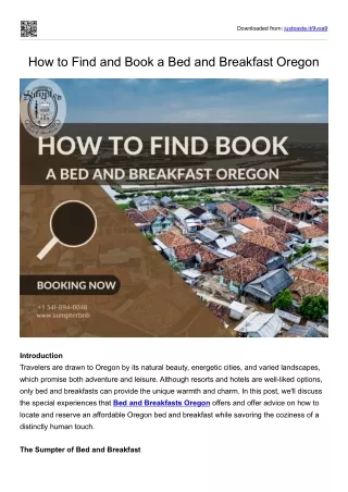 How to Find and Book a Bed and Breakfast Oregon