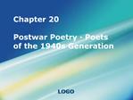 Chapter 20 Postwar Poetry