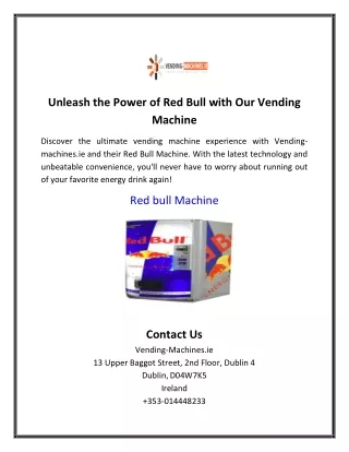 Unleash the Power of Red Bull with Our Vending Machine