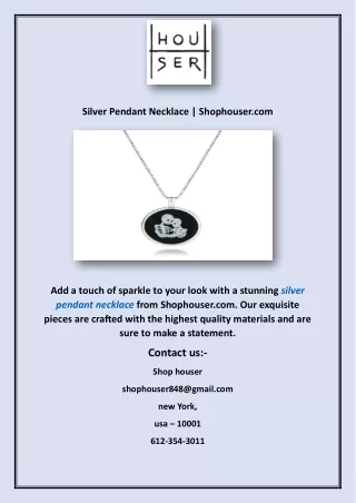 Silver Pendant Necklace | Shophouser.com