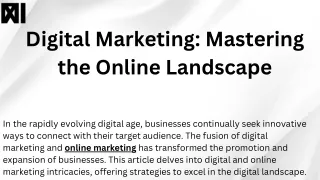 Digital Marketing Mastering the Online Landscape