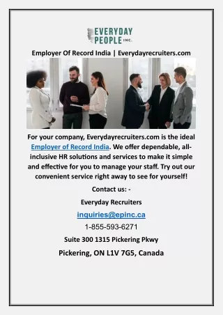 Employer Of Record India | Everydayrecruiters.com