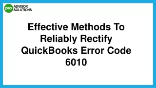 Easy Way To Fix QuickBooks Error 6010