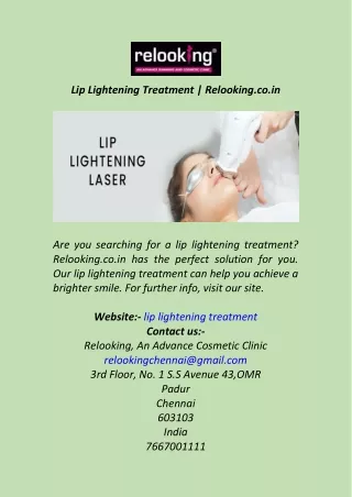 Lip Lightening Treatment  Relooking.co.in