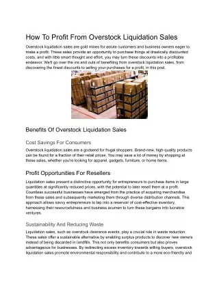 How to Profit from Overstock Liquidation Sales