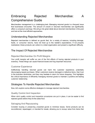 Embracing Rejected Merchandise_ A Comprehensive Guide