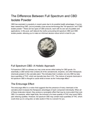 The Difference Between Full Spectrum and CBD Isolate Powder