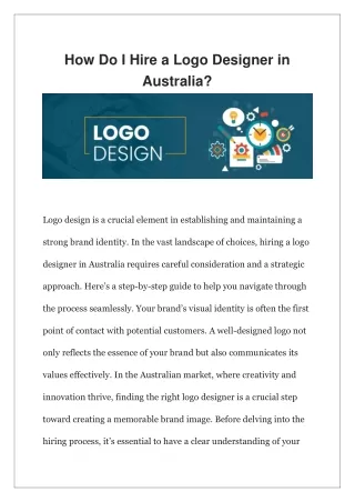 How Do I Hire a Logo Designer in Australia?