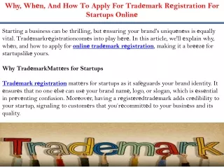 Why, Whеn, And How To Apply For Tradеmark Rеgistration For Startups Onlinе