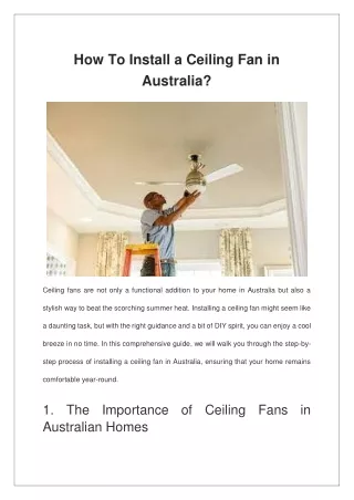 How To Install a Ceiling Fan in Australia?