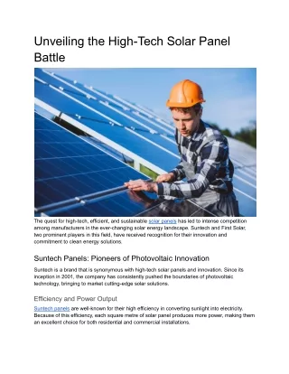 Unveiling the High-Tech Solar Panel Battle