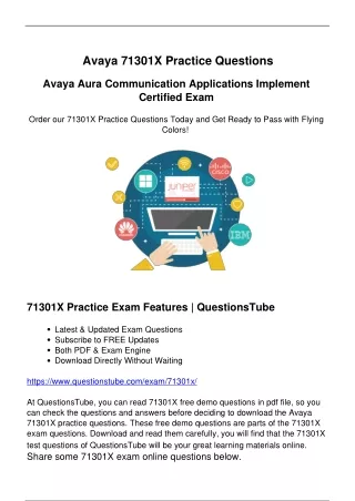 Avaya 71301X Exam Questions ($29.99) - Save Valuable Time and Money