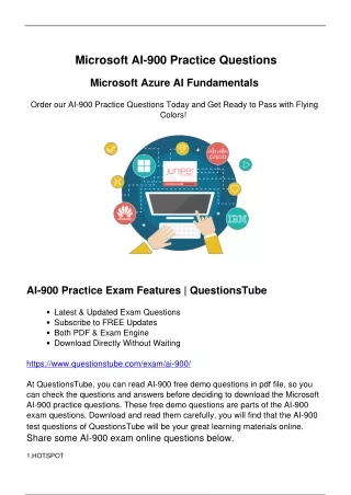 Microsoft AI-900 Exam Questions ($29.99) - Save Valuable Time and Money