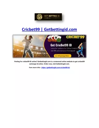 Cricbet99 | Getbettingid.com