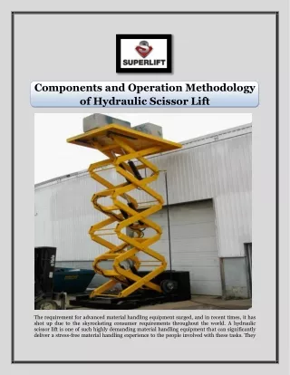 Components and Operation Methodology of Hydraulic Scissor Lift