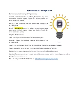 Summarizer ai - zerogpt.com