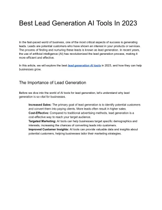 Best Lead Generation AI Tools In 2023