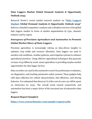 Data Loggers Market Global Demand Analysis & Opportunity Outlook 2035