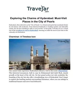 Exploring the Charms of Hyderabad_ Must-Visit Places in the City of Pearls