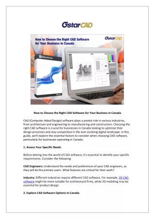 How to Choose the Right CAD Software for Your Business in Canada