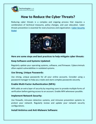 How to Reduce the Cyber Threats?
