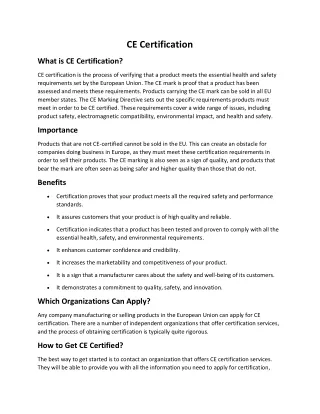 CE Certification-Article modified