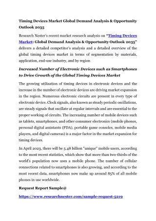 Timing Devices Market Global Demand Analysis & Opportunity Outlook 2035