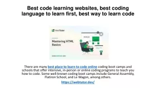 Best code learning websites, best coding language to learn first, best way to learn code