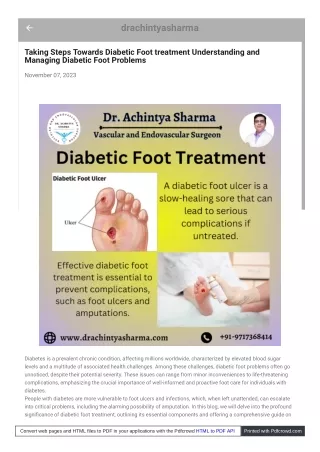 Treatment of diabetic foot problems can impact your health in a number of ways