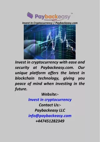 Invest In Cryptocurrency  Paybackeasy.com