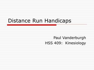 Distance Run Handicaps