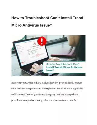 How to Troubleshoot Can’t Install Trend Micro Antivirus Issue