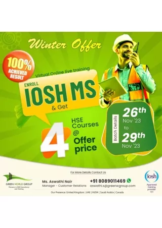 Equip Yourself and Stay safe with Green World Group IOSH Course Training In Kazakhstan