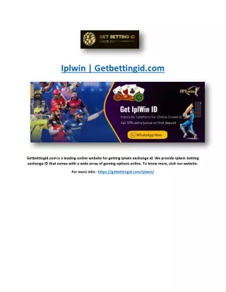 Iplwin | Getbettingid.com