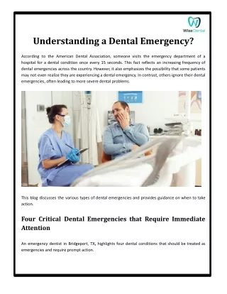 Gaining Insights of Dental Emergency