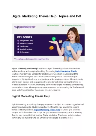 Digital Marketing Thesis Help : Topics and Pdf.