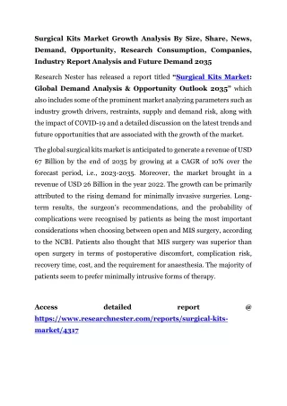 Surgical Kits Market Research Consumption 2035