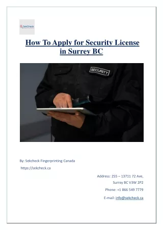 How To Apply for Security License in Surrey BC