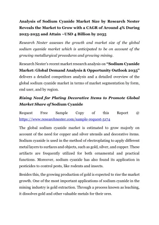 PR on Sodium Cyanide Market
