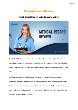 Medical Record Review: Best Solution to win legal claims