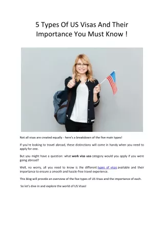 5 Types Of US Visas And Their Importance You Must Know !