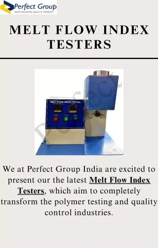 Melt flow index testers | Perfect Group India