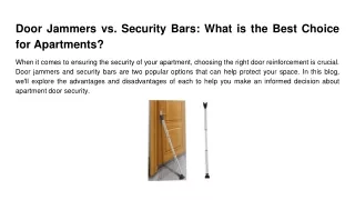 Door Jammers vs. Security Bars_ What is the Best Choice for Apartments_