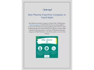 Best Pharma Franchise Company in Tamil Nadu