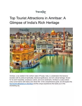 Top Tourist Attractions in Amritsar: A Glimpse of India's Rich Heritage