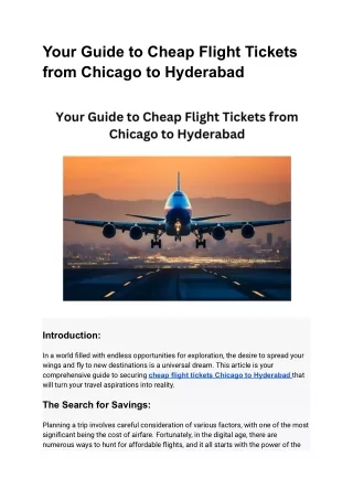 Your Guide to Cheap Flight Tickets from Chicago to Hyderabad