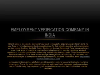 employment verification company in India