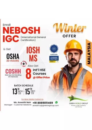 Skyrocket Your Employability with Nebosh Course in Malaysia Green World Group Shows You How!