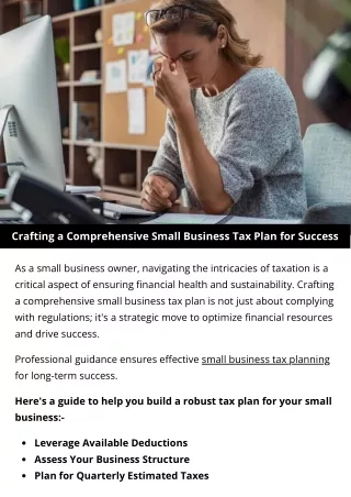 Crafting a Comprehensive Small Business Tax Plan for Success