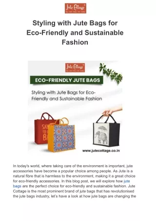 Styling with Jute Bags for Eco-Friendly and Sustainable Fashion